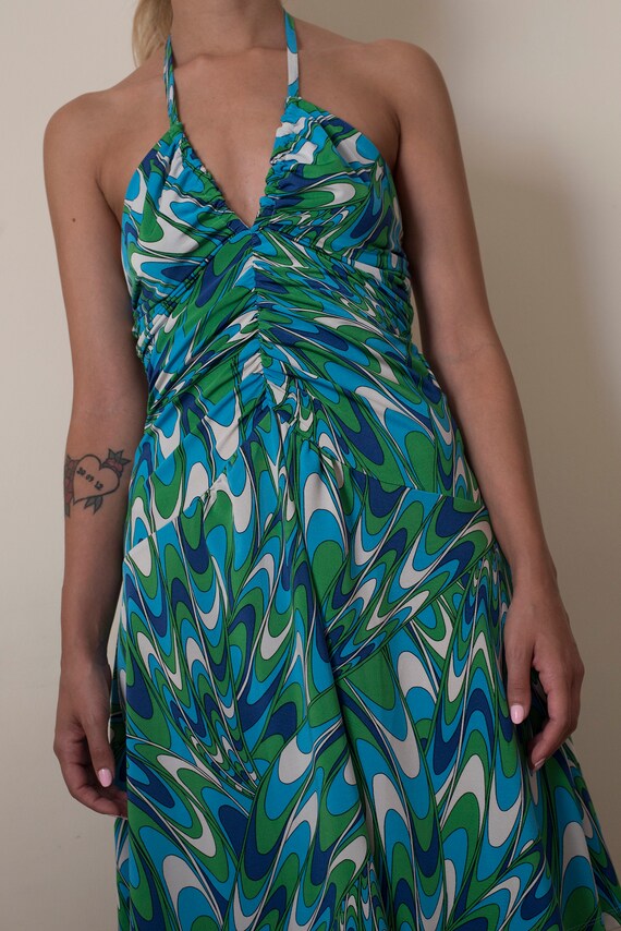 Vintage psychedelic print midi dress / small