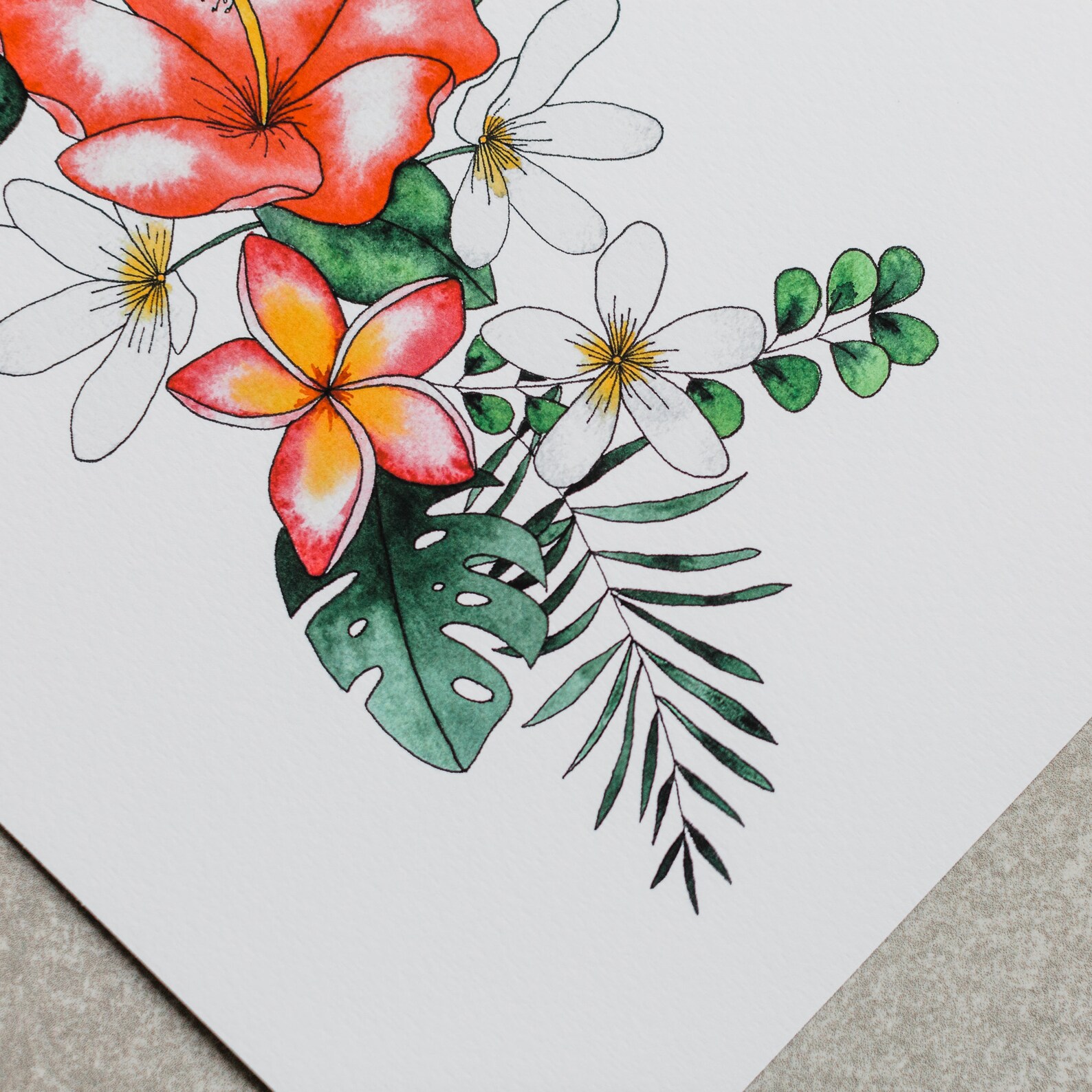 Hawaiian Bouquet Watercolor Florals Floral Art Nursery - Etsy