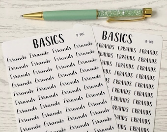 BASIC Errand Planner Stickers, 52 Small Functional Stickers for Bullet Journals and Planners