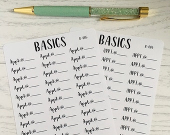 BASIC Appointment Planner Stickers, 39 Small Functional Stickers for Bullet Journals and Planners