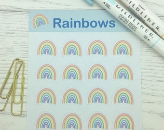 Pastel Rainbow Sticker Sheet, Planner Stickers, Scrapbook Stickers