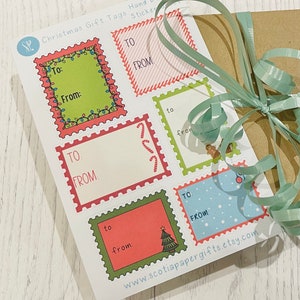 Étiquettes cadeaux de Noël avec autocollants, 6 autocollants dessinés à la main, parfaits pour offrir