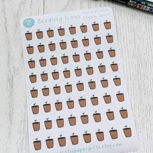 Icônes d'autocollants pour agenda de semis, 64 autocollants dessinés à la main, parfaits pour les agendas, les bullet journals et les agendas