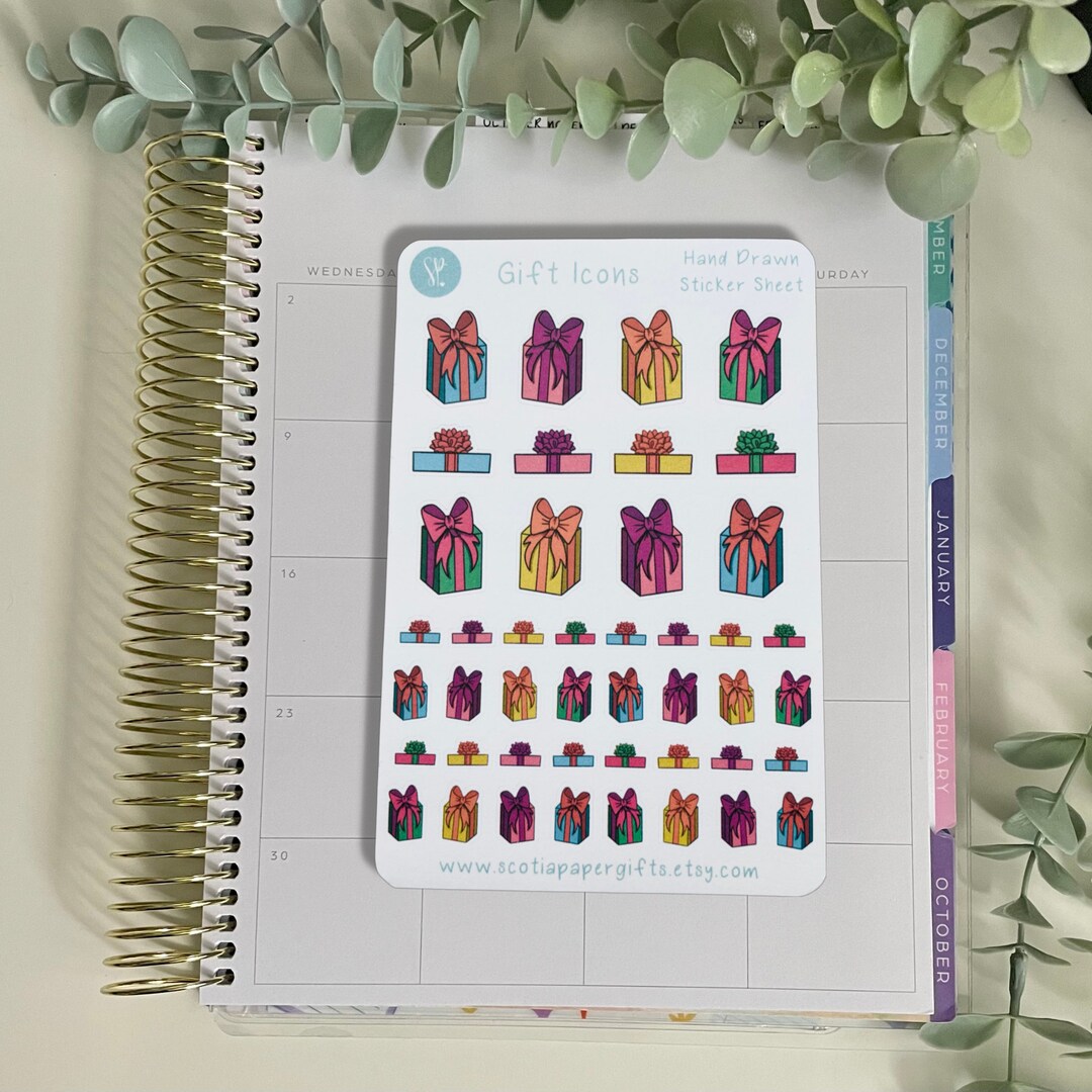 Gift/present Sticker Icons, 44 Hand Drawn Stickers, Great for Planners ...