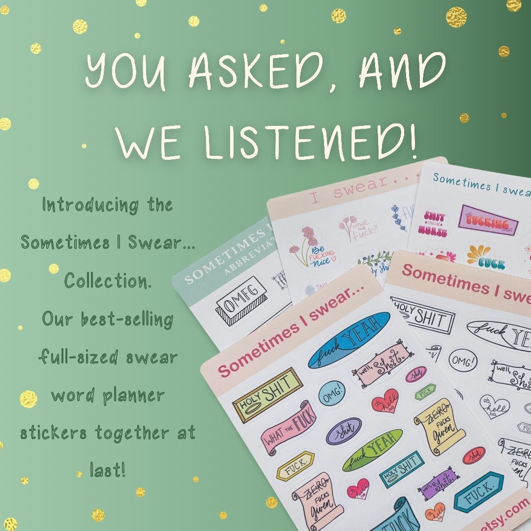 Slow The Swear Down Funny Warning Stickers - 18 Pack For Planners & Crafts