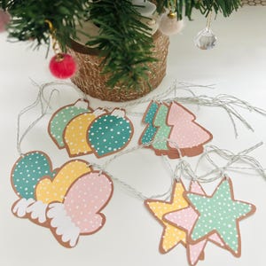 Étiquettes cadeaux biscuits au sucre, 12 étiquettes dessinées à la main avec de la ficelle, parfaites pour offrir