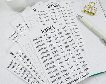 BASICS School Pack, Over 300 Small Functional Stickers for Bullet Journals and Planners