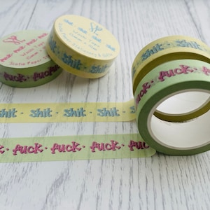 Lot de rubans adhésifs Washi Word, 15 mm x 10 m, Parfois je le jure, Ruban adhésif décoratif rigolo