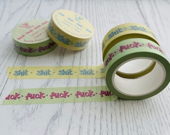 Swear Word Washi Tape Set, 15mm x 10m, Somtimes I Swear, Funny Decorative Tape