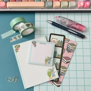 Houseplant Stationery Bundle Gift Set, Notepad, Washi Tape, Sticky Notes and Bookmarks, Gifts for Friends, Gifts for her, coworker gifts