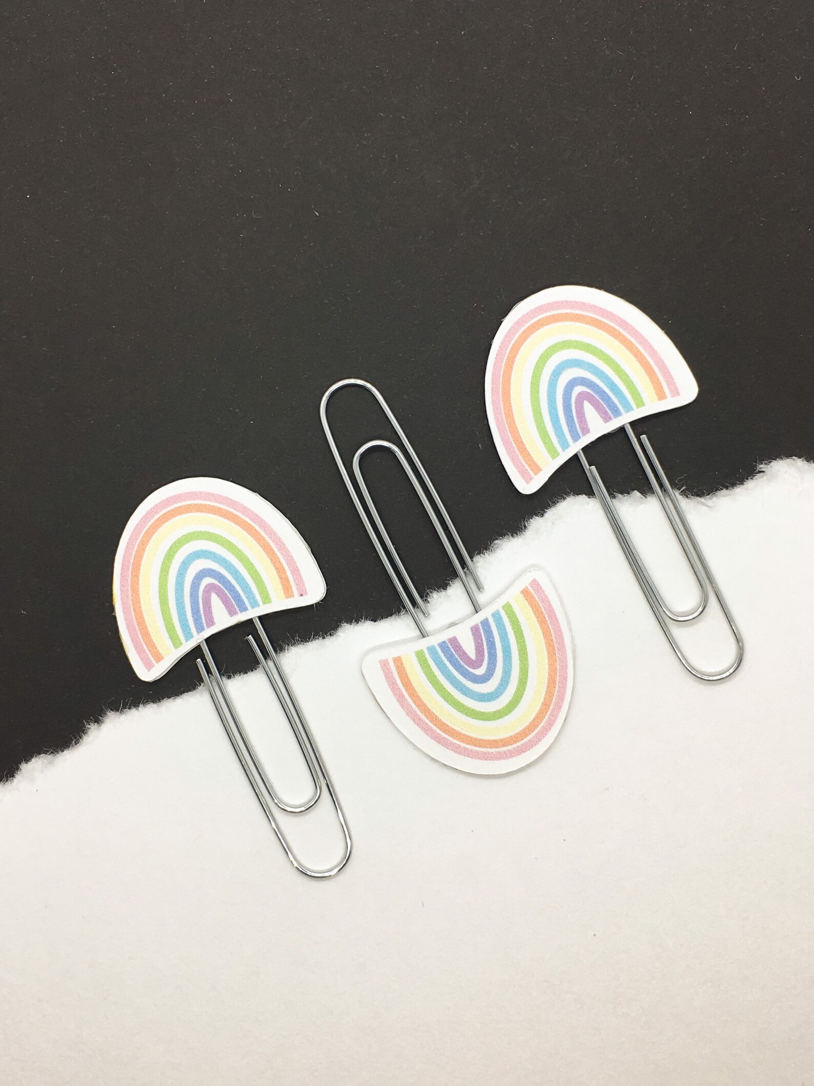 Pastel Rainbow Planner Clips Set of 3 Embellished Paper Etsy