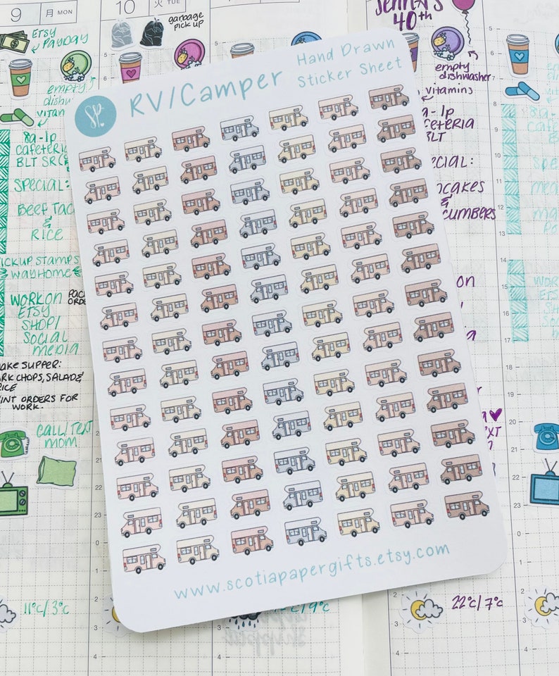 Hand Drawn RV Camper Planner Stickers, 91 Icons - Etsy