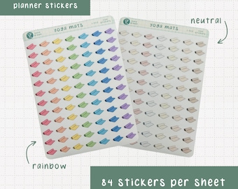 Yoga Mat Planner Sticker Icons, 84 Hand Drawn Stickers