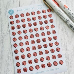 Icônes d'autocollants pour agenda de basket-ball, 80 autocollants dessinés à la main, parfaits pour les agendas, les bullet journals et les agendas