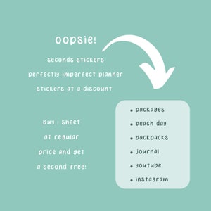SECONDS Oopsie! A Lot More ICONS Planner Stickers, 2 for 1 Stickers, Perfectly Imperfect Stickers for a Discounted Price, BOGO Stickers