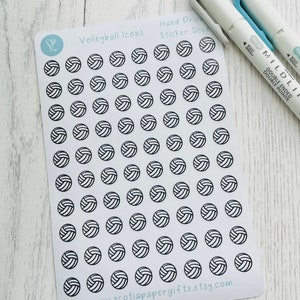 Icônes d'autocollants pour agenda de volley-ball, 80 autocollants dessinés à la main, parfaits pour les agendas, les bullet journals et les agendas