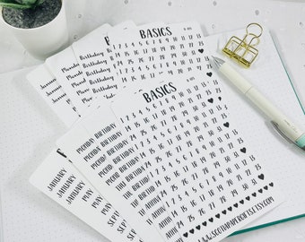 BASICS Calendar Pack, Over 250 Small Functional Stickers for Bullet Journals and Planners