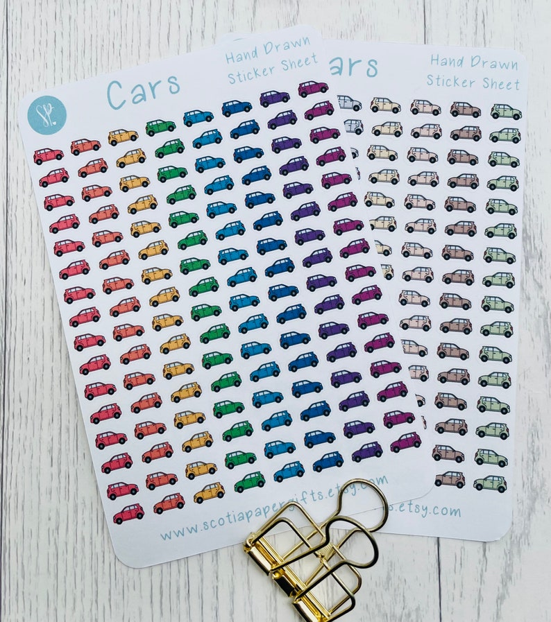 Car Planner Stickers, Hand Drawn Icons, Agenda Stickers - Etsy