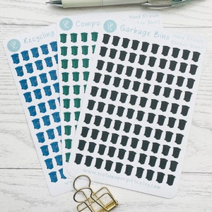 La collecte du jour des ordures ménagères ! 300 icônes d'autocollants pour agendas, autocollants dessinés à la main, parfaits pour les agendas, les bullet journals et les agendas
