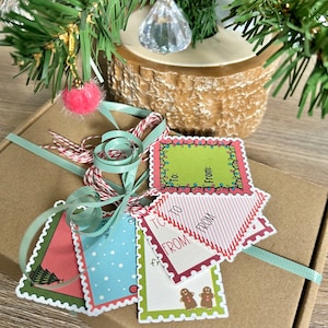 Étiquettes pour cadeaux de Noël, 6 étiquettes dessinées à la main avec de la ficelle, parfaites pour offrir