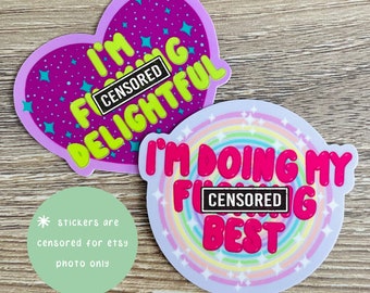 Swear Word Affirmation Sticker Set, 2" x 1.8" Vinyl Stickers, Waterproof, Weatherproof, hydro flask Sticker, Laptop Sticker