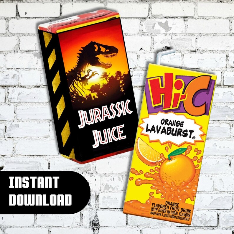 Jurassic Park Juice Box Wrapper Label Instant Download Etsy