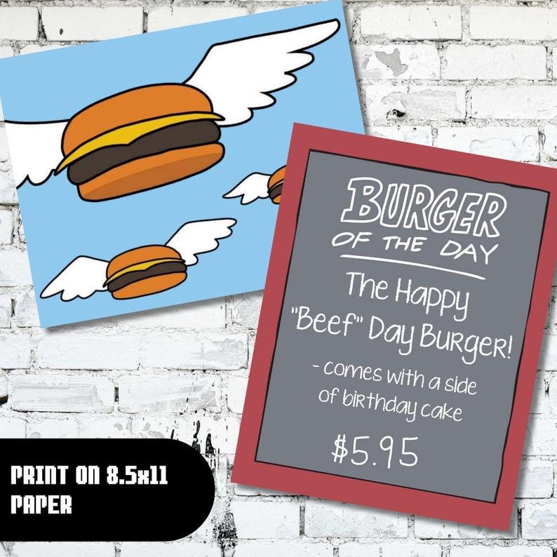 Bob's Burgers Printable Birthday Party Signs Burger of the | Etsy