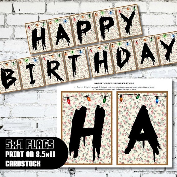 Stranger Things Happy Birthday Banner Digital Download | Etsy
