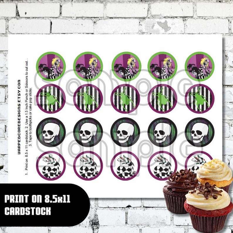 Beetlejuice CUPCAKE TOPPERS Instant Digital Download diy | Etsy