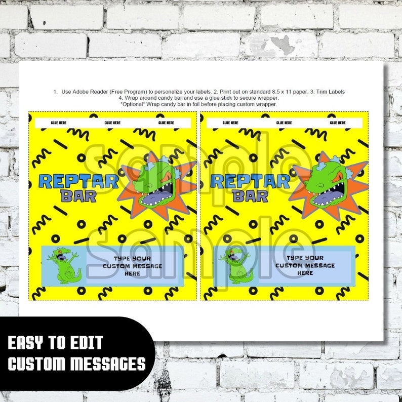 Reptar Bar Rugrats Chocolate Candy Custom Wrapper Hersheys | Etsy