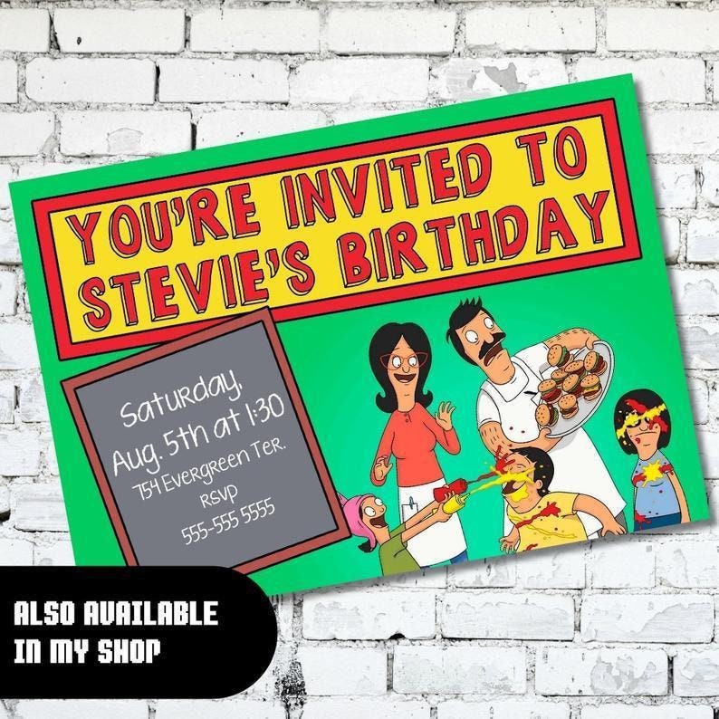 Bob's Burgers Printable Birthday Party Signs Burger of the Etsy