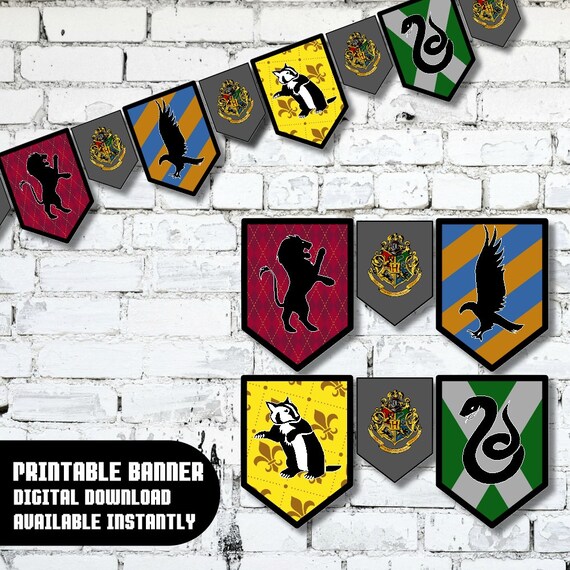 Hogwarts House Banner Digital Download Instant Party Harry Etsy
