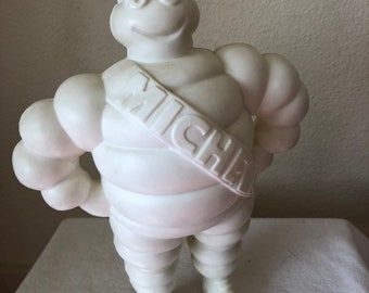 Small Michelin Man Mascot Bibendum Detroit Cast Iron Coin Money Bank Box