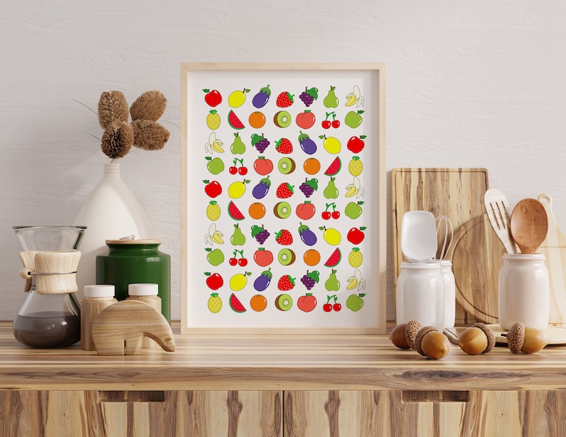 Fruit Print Art for Fruit Lovers Kitchen Art Unique image 1
