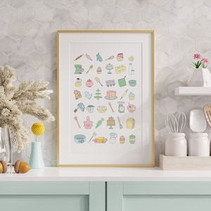 Wydruk artystyczny do pieczenia, plakat do pieczenia, sztuka ścienna do kuchni, wydruk sztuki ściennej do kuchni, wydruk sztuki piekarniczej, sztuka ścienna piekarnia, dzieło sztuki kulinarnej
