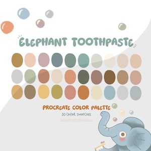 Elephant Toothpaste Procreate Farbpalette | Farbmuster, Procreate, Procreate Pinsel, Farbpaletten für Procreate | Sofort Download