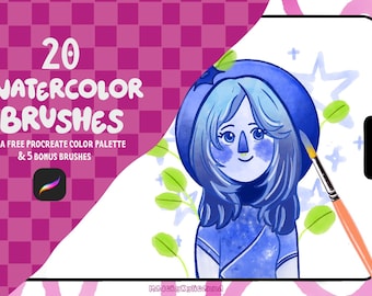 20 pinceaux aquarelle pour procréer + 5 pinceaux bonus ! pinceaux pour procréer, pinceaux, aquarelle, peinture, pinceaux numériques | Téléchargement instantané