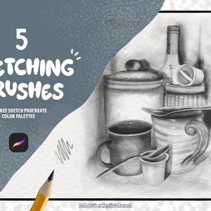 5 Sketching Brushes for Procreate + 1 FREE Color Palette! | Brushes for Procreate, digital brushes | Instant Download