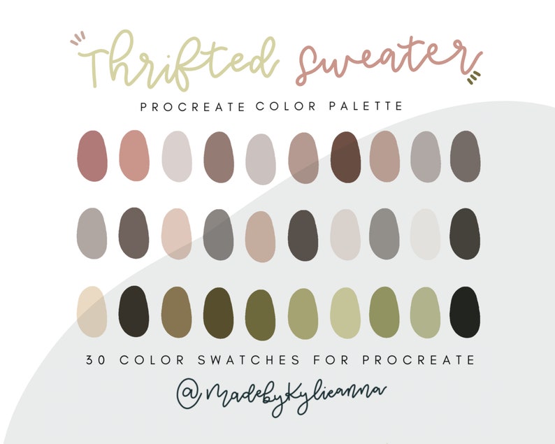 Thrifted Sweater Procreate Color Palette Color Swatches - Etsy