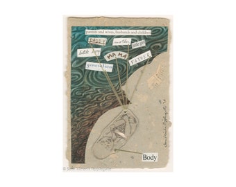 Framed Nude Photograph Collage Whispered Doubting Presence found words poem custom frame shrinkydink Mixed Media