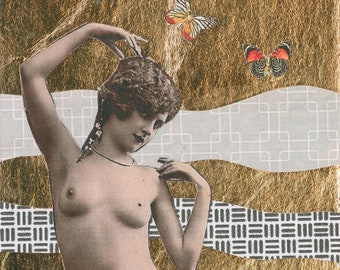 Butterfly dreams Nude Art - Nude Art Print" - Wall Decor, Modern Art, Monochromatic, Neutral Tones, Wall Art, vintage book, vintage photo