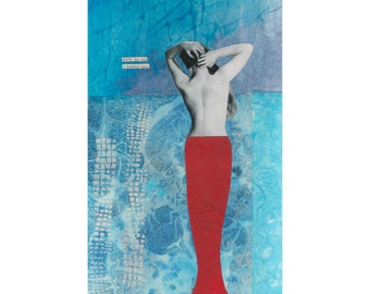 Collage di sirene nude "Gratifica questo desiderio" - Download digitale istantaneo - Supporti misti - pagine di libri vintage, foto vintage, carta fatta a mano