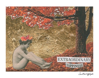 Bonheur extraordinaire Art nu, Impression nue abstraite, Décor minimaliste neutre, Peinture de figure nue, Cadeau d’amant, livre vintage, photo vintage