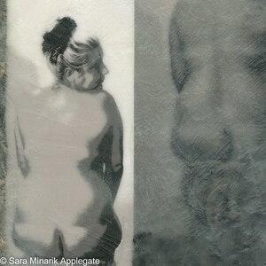 Original Nude Encaustic Collage Rachel Mixed Media charcoal, oil stick, chalk pastel image 2
