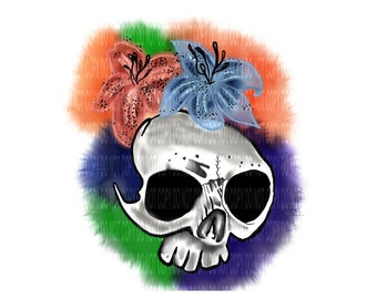 clip art image and design ,sugar skull png with flowers ,PNG  , for sublimation ,instant download , png for sublimation, sublimation design