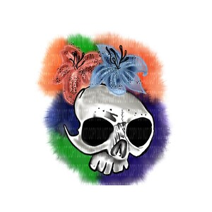 clip art image and design ,sugar skull png with flowers ,PNG  , for sublimation ,instant download , png for sublimation, sublimation design