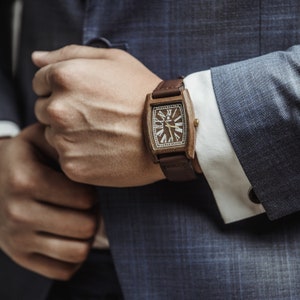 Wooden Watch, Engraved Watch, Wrist watch, Brown Watch, 5th Anniversary gift, Gift For Him