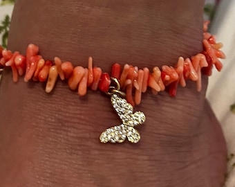 Pink Bamboo Coral Anklet