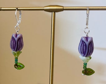 Purple Tulip Earrings