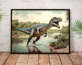 Stampa Velociraptor, Poster Raptor, Dinosauro realistico, Arte preistorica, Arte paleontologica, Decorazioni di caccia, Poster fotografico con stampa di dinosauri
